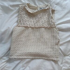 Zara Ivory Crochet Sleeveless Top